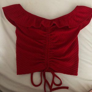 Guess Red Ruched Front Crop Top